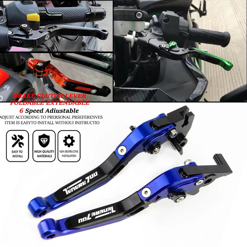 Cnc Aluminum Adjustable Brake Clutch Levers - Compatível com Tenere 700/World Raid XTZ700/SP