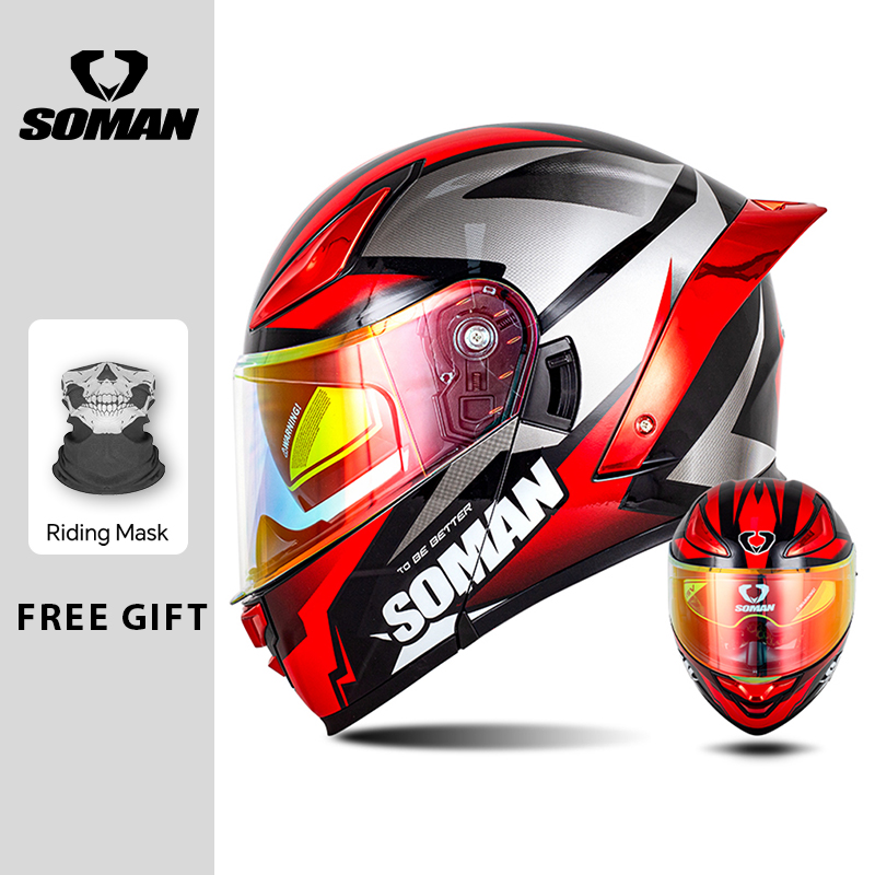 Soman capacete modular flip ro - Dual Visor Motorcycle Racing Helmet avaliação e preço