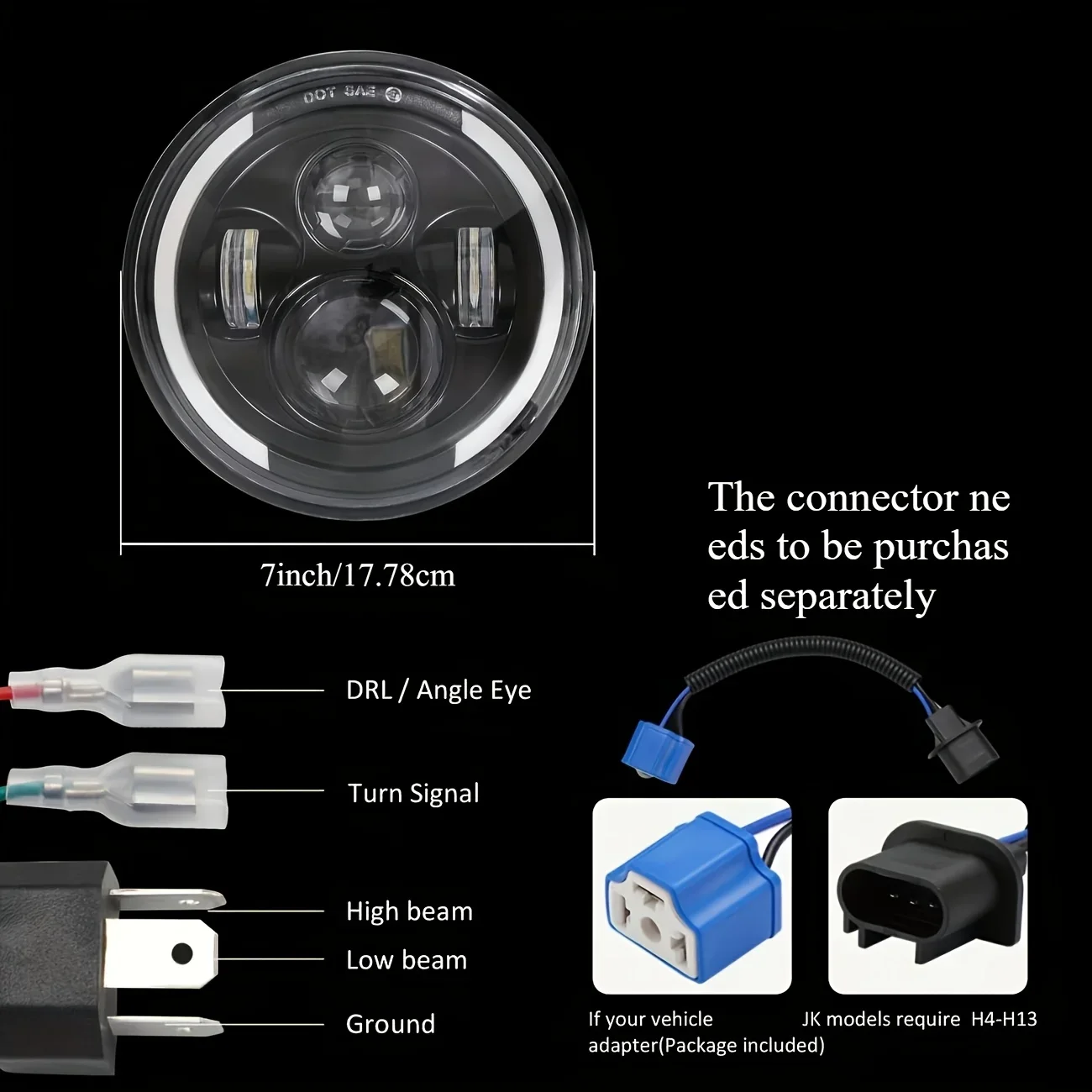 TCYATO 50W, farol LED de 7 pol - Universal Motorcycle Led Headlight Projector avaliação e preço